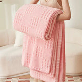 Waffle Checkered Blanket Throws for Bed Couch multiple color 350GSM