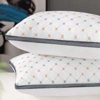 Queling Luxury King Size Pillow Checked Cozy Plush Soft 2 Pack