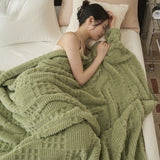 Waffle Checkered Blanket Throws for Bed Couch multiple color 350GSM