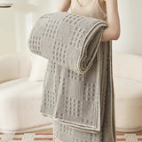 Waffle Checkered Blanket Throws for Bed Couch multiple color 350GSM