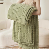 Waffle Checkered Blanket Throws for Bed Couch multiple color 350GSM