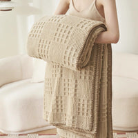 Waffle Checkered Blanket Throws for Bed Couch multiple color 350GSM