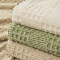 Waffle Checkered Blanket Throws for Bed Couch multiple color 350GSM