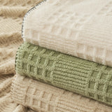 Waffle Checkered Blanket Throws for Bed Couch multiple color 350GSM