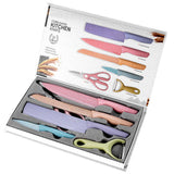 Colorful Kitchen Knife Set 6 PCS Gift Box Corrugated Stainless Steel
