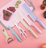 Colorful Kitchen Knife Set 6 PCS Gift Box Corrugated Stainless Steel