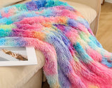Ultra Soft Long Shaggy Plush Rainbow Throw Blanket 130 x 160cm