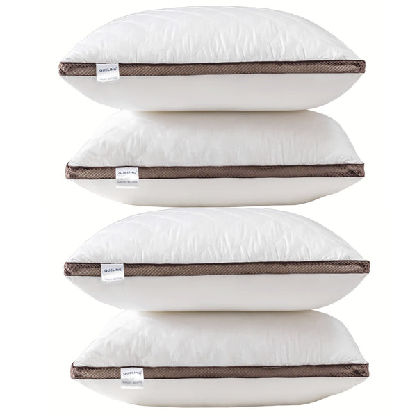 4 Pack Queling Hotel Pillows Medium Firm Soft Plush Bed Pillows 1000GSM