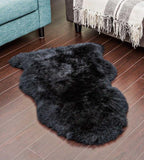 Black Merino Sheepskin Rug Long Wool Natural Soft